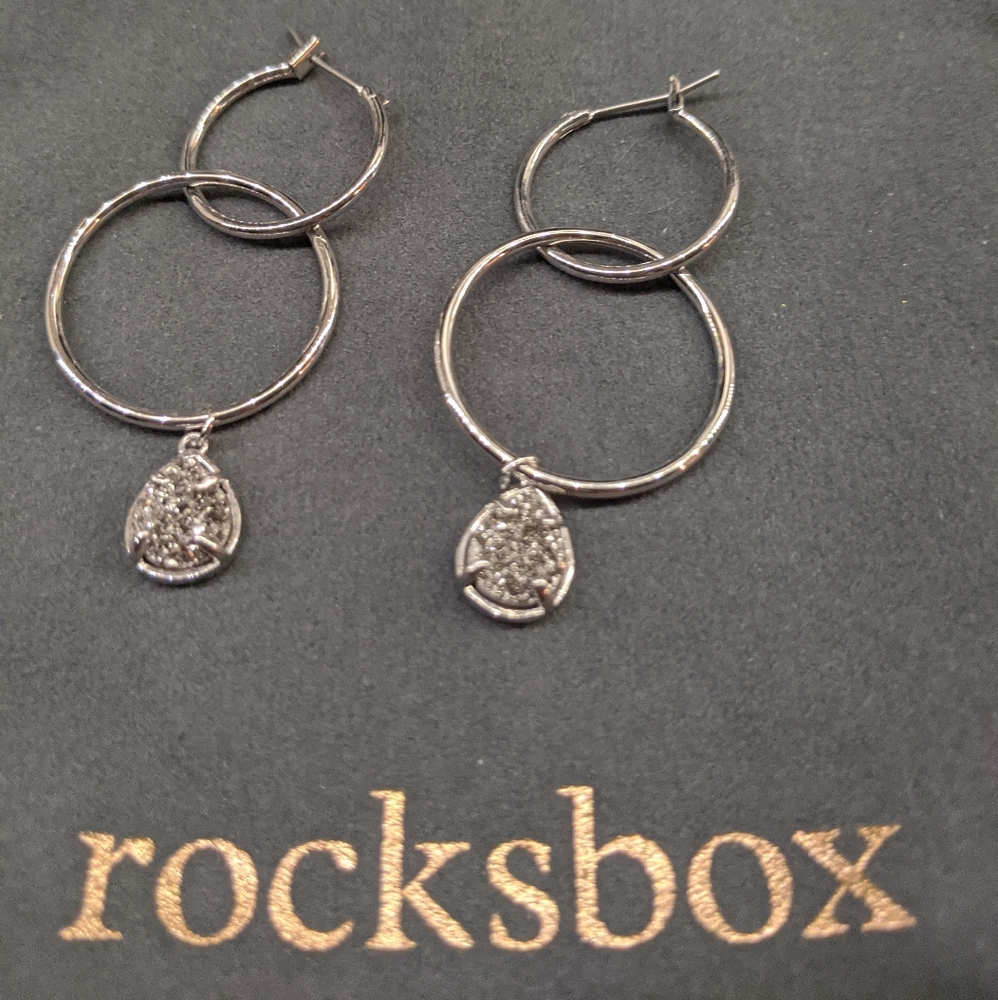 Rocksbox Triple Hoop Silver Druzy Earrings